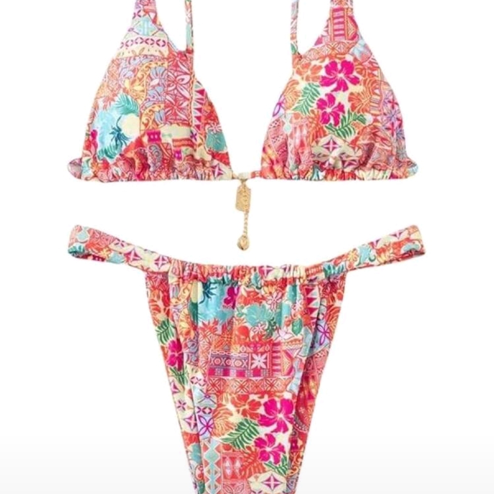 SHEIN Red and Pink Bikini Swimwear